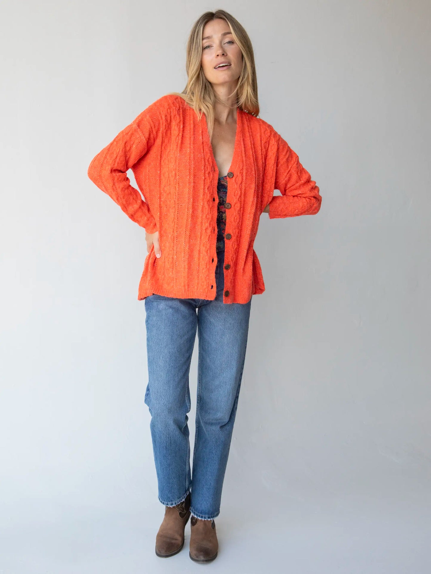 So Soft Grandpa Cardigan - Coral