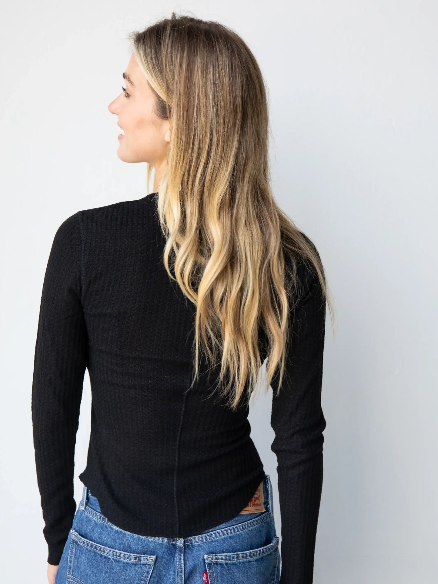 Reagan Thermal Henley - Black