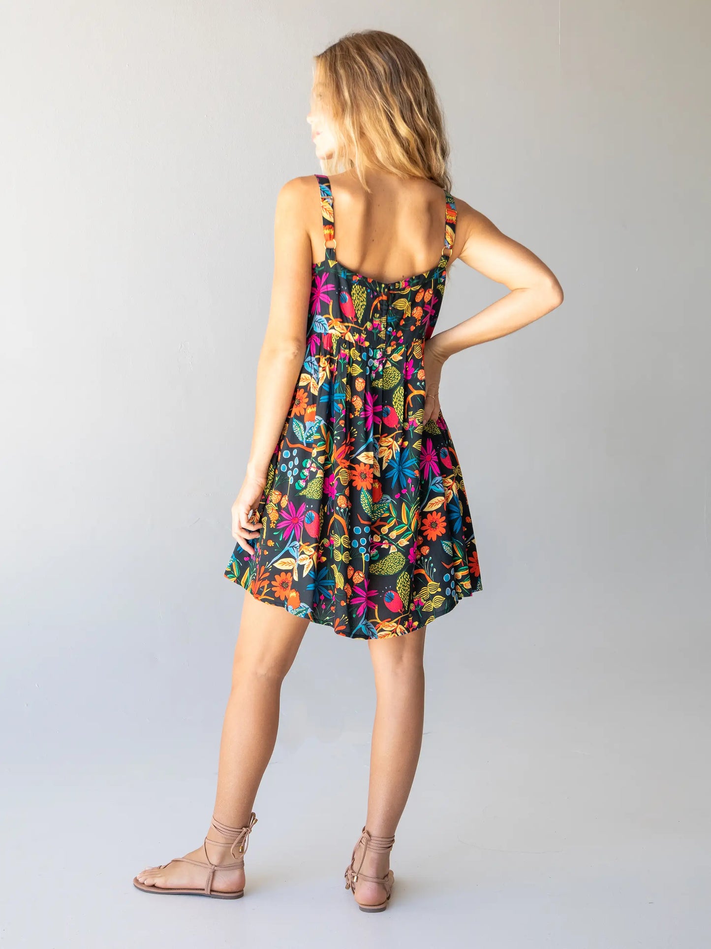 Patti Mini Dress - Black Neon Floral
