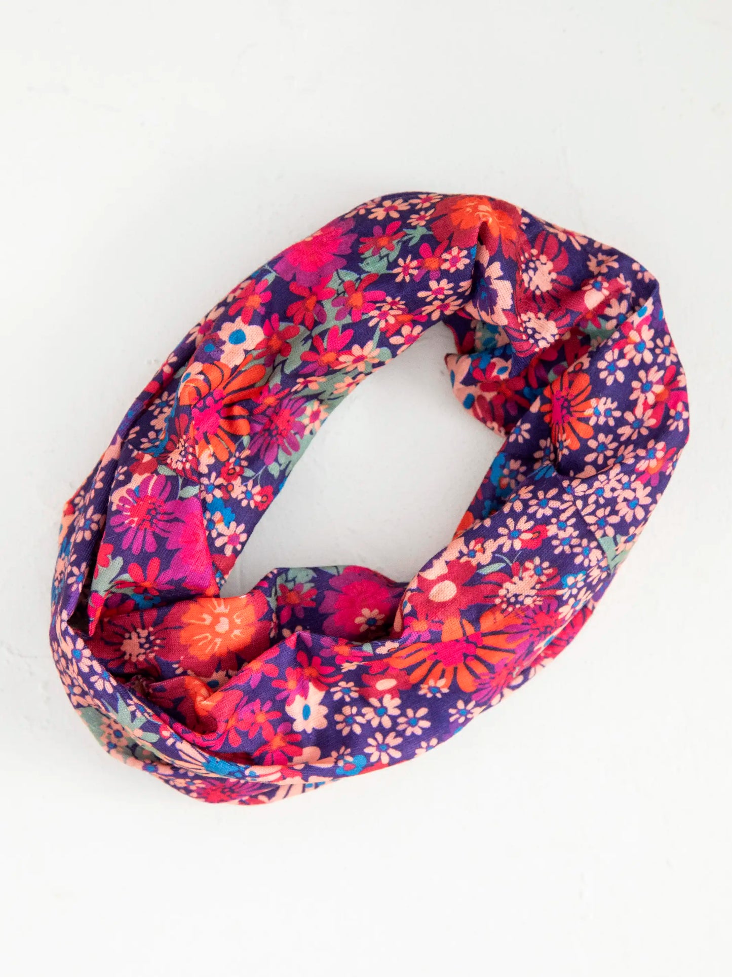 Full Boho Bandeau® Headband - Dark Red Pink Floral