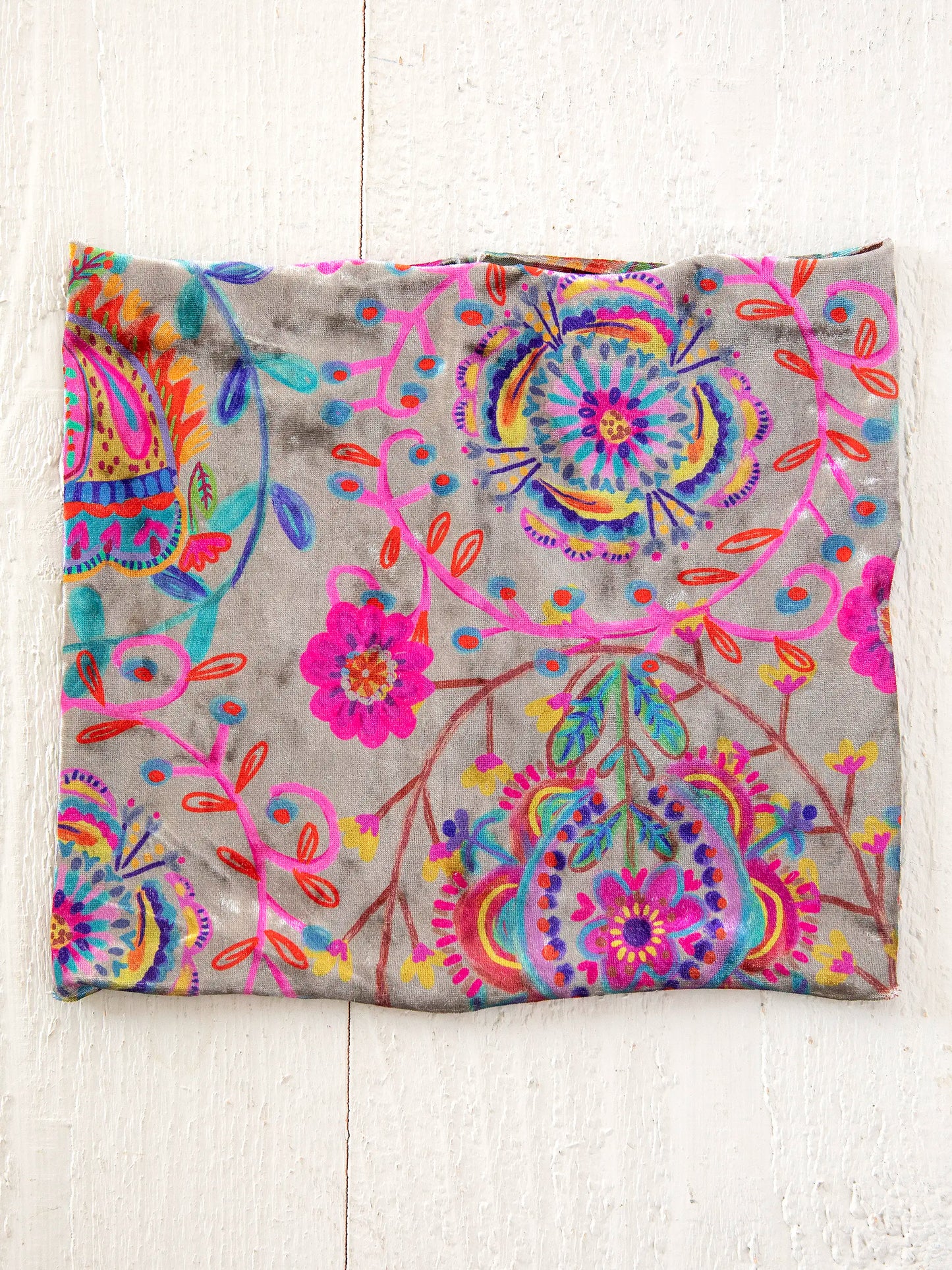 Velvet Boho Bandeau® Headband - Black Printed Folk Cream