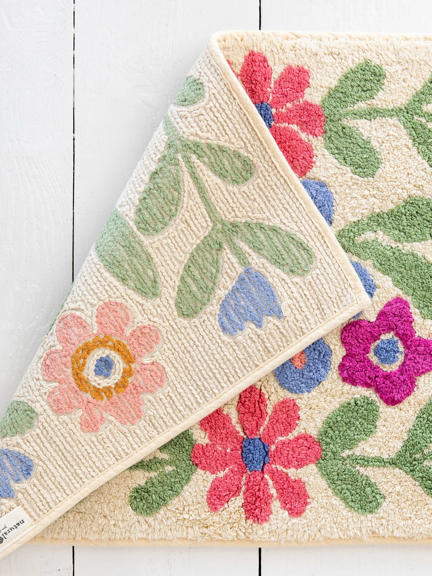 Tufted Cotton Bath Mat - Taupe Folk Flower
