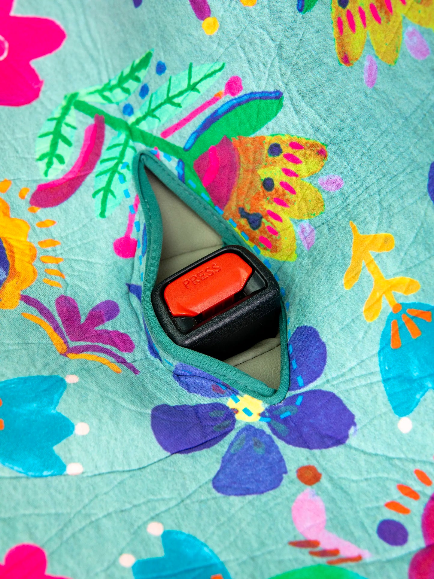 Back Car Seat Cover - Indigo Folk Flower