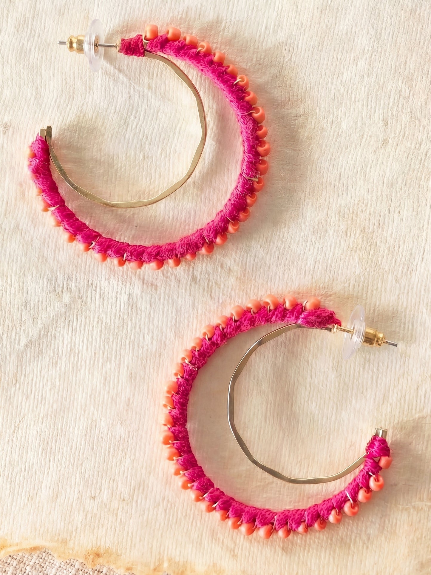 Blushing Crescent Beaded Earrings