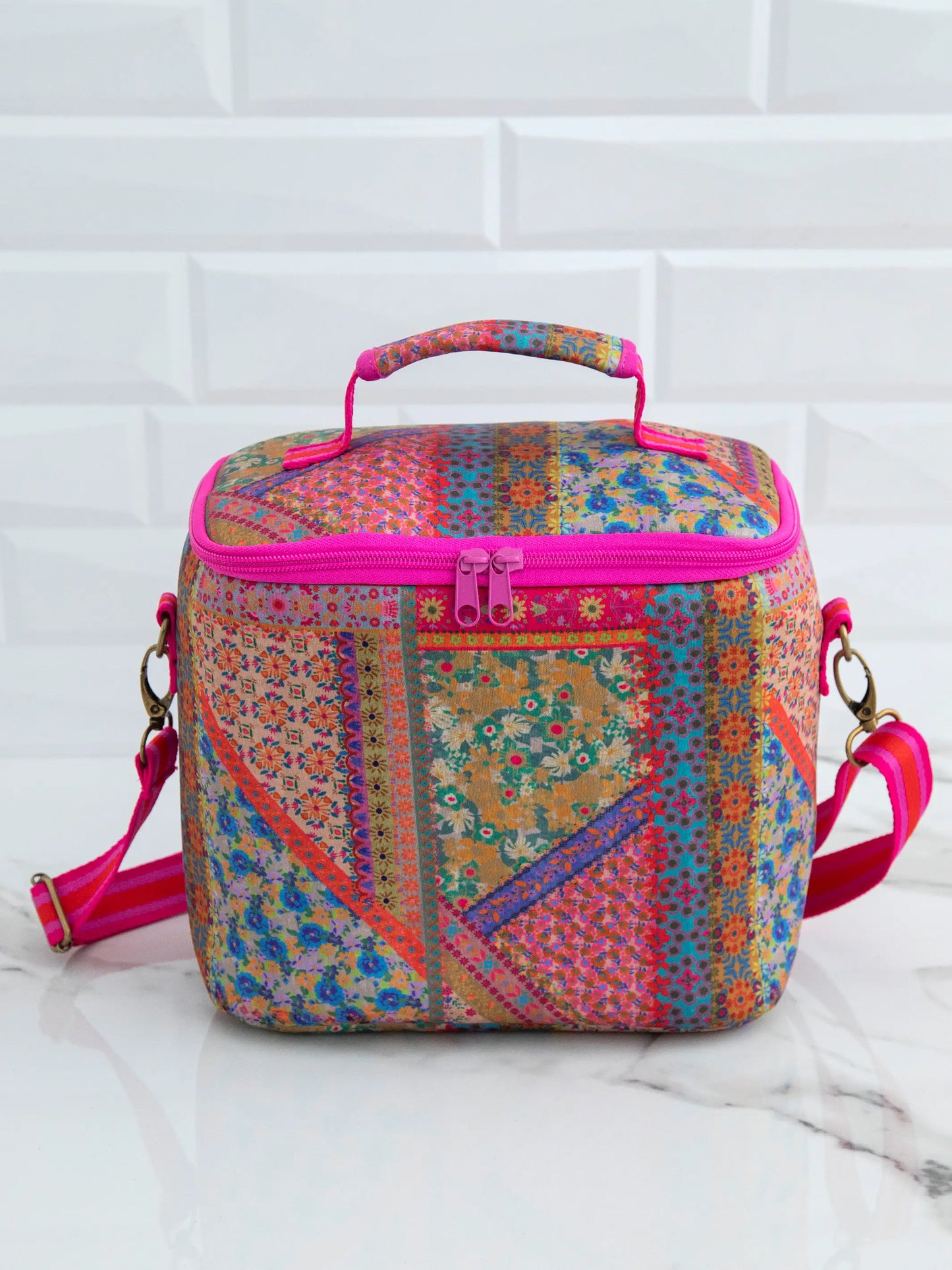 On The Go Lunch Tote - Folk Flower Patchwork