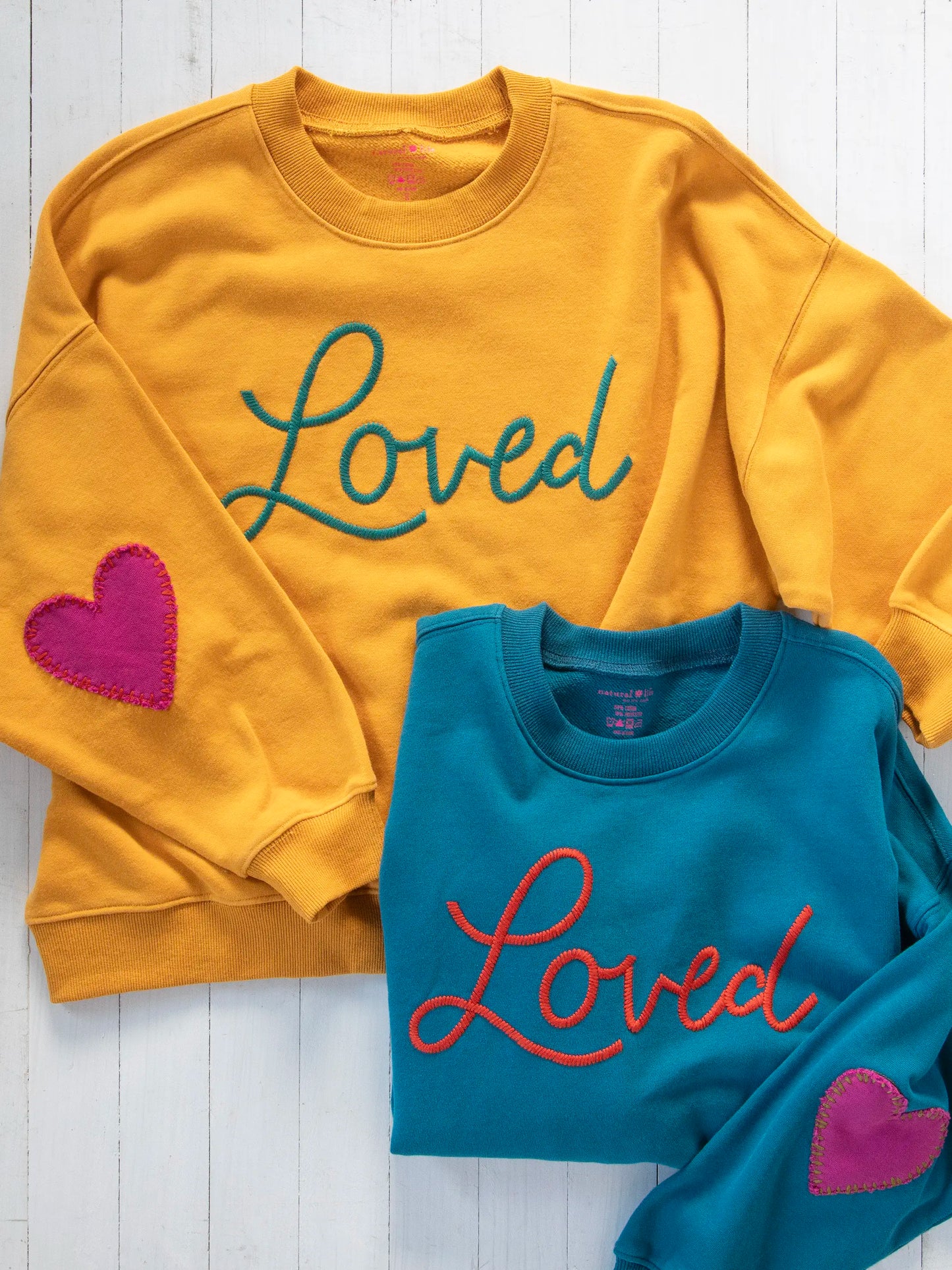 Heart On Your Sleeve Embroidered Sweatshirt - Teal Loved