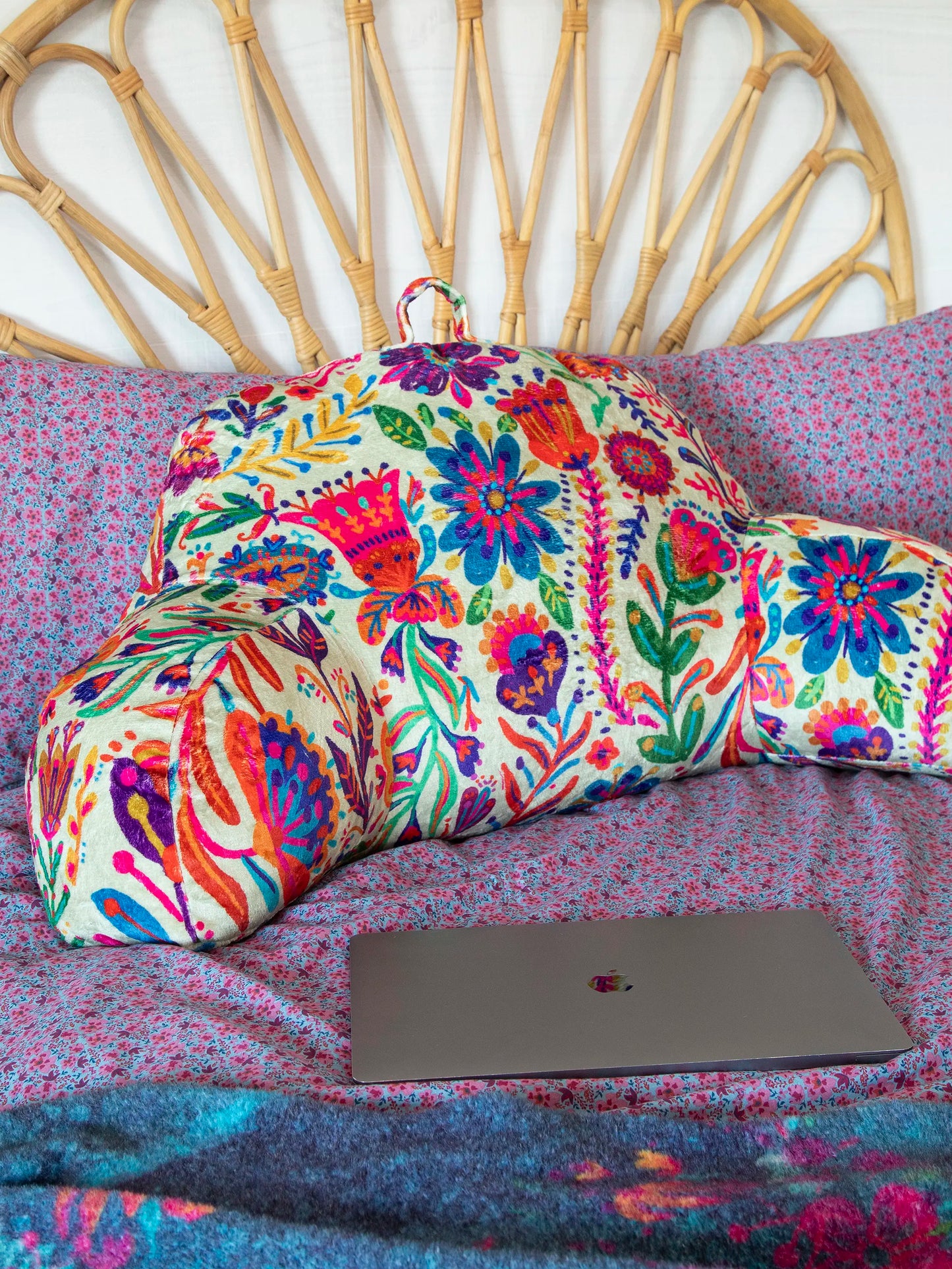Cozy Backrest Pillow - Rainbow Cream Floral