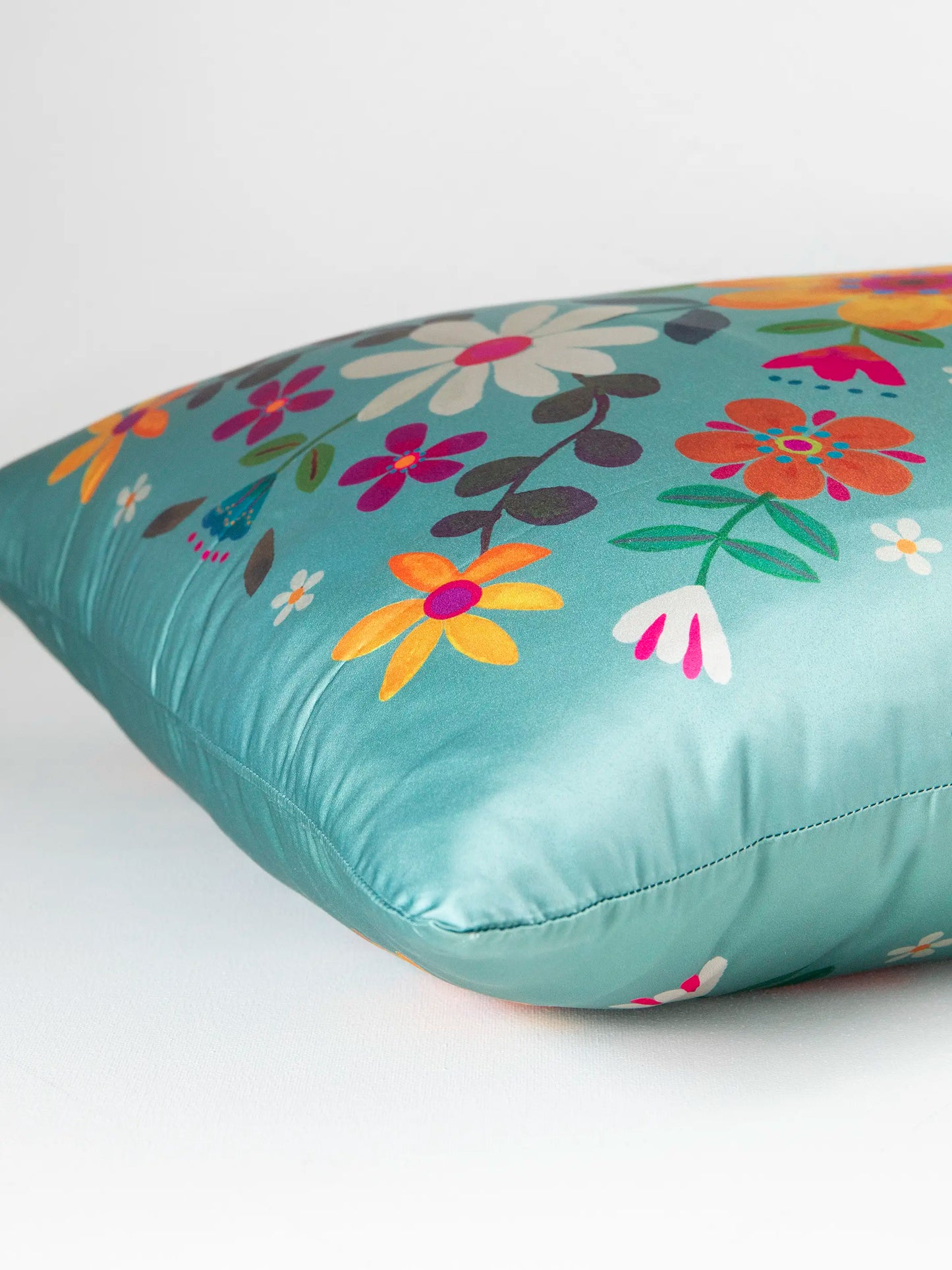 Satin Pillowcase - Sage Folk Flower