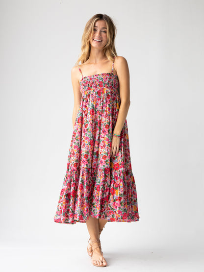 Flora Convertible Cotton Maxi Skirt - Bright Pink Floral
