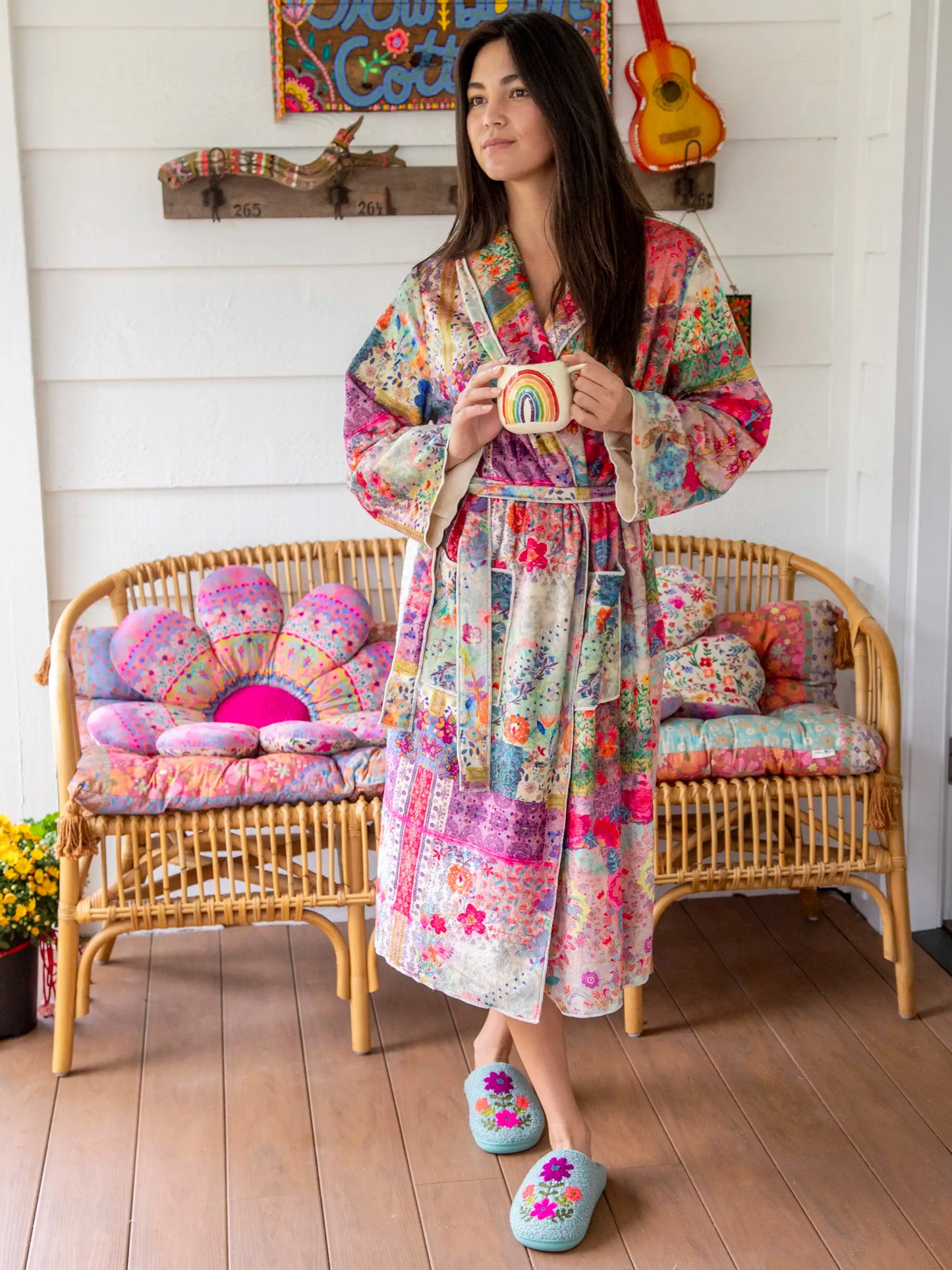 Cozy Blanket Midi Robe - Patchwork