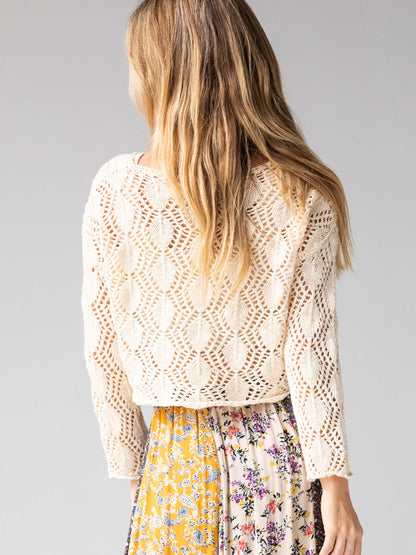 Cropped Cotton Sweater - Cream