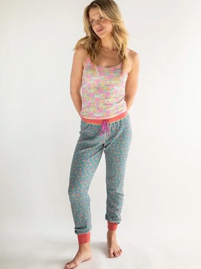 Mix & Match Waffle Pajama Cami - Grey Lavender Floral