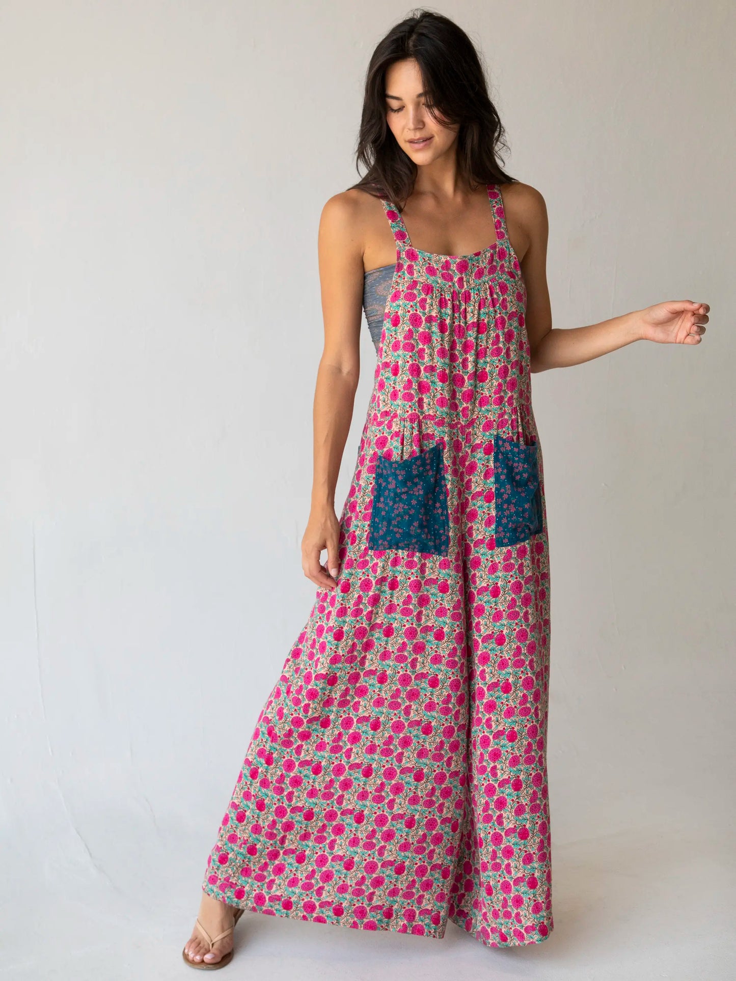 Dakota Tie Overall - Pink Puff Floral