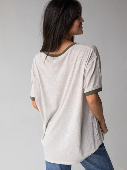 Ringer Oversized Tee Shirt - Every Flower