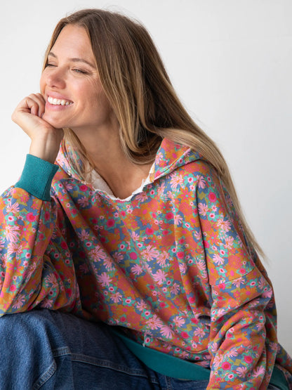 Oversized Printed Sweatshirt - Rust Orchid Pink