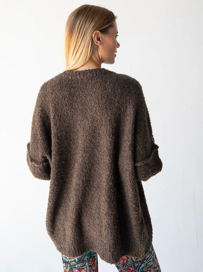 Like-A-Hug Boucle Cardigan Sweater - Dark Olive
