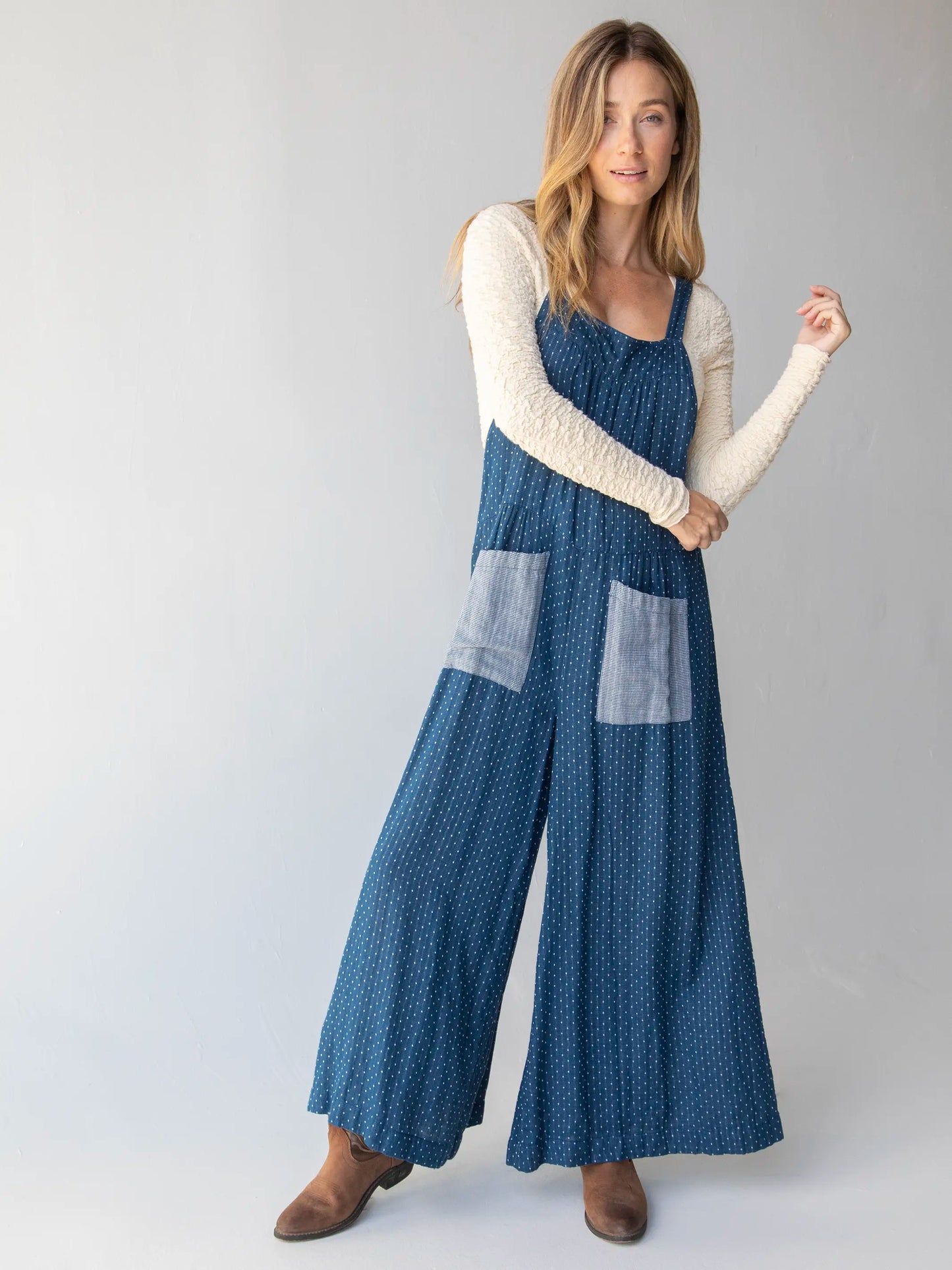 Dakota Tie Overall - Navy Dot