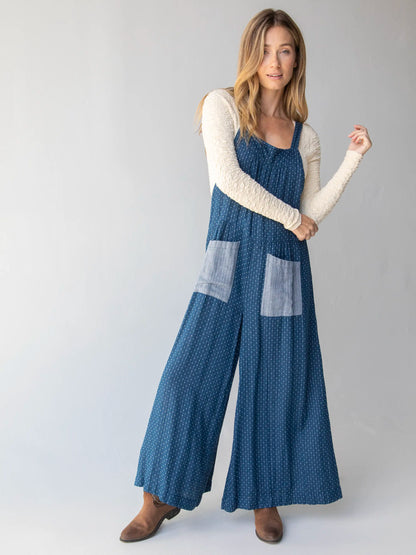 Dakota Tie Overall - Navy Dot