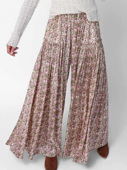 Margaux Wide Leg Pants - Cream Vine Floral