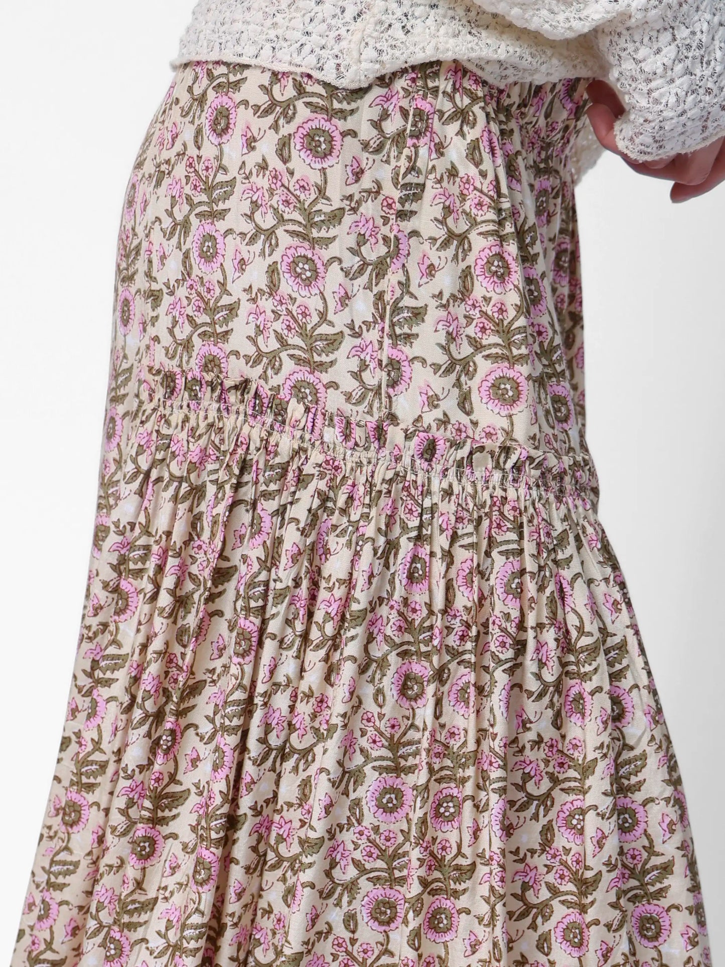 Margaux Wide Leg Pants - Cream Vine Floral
