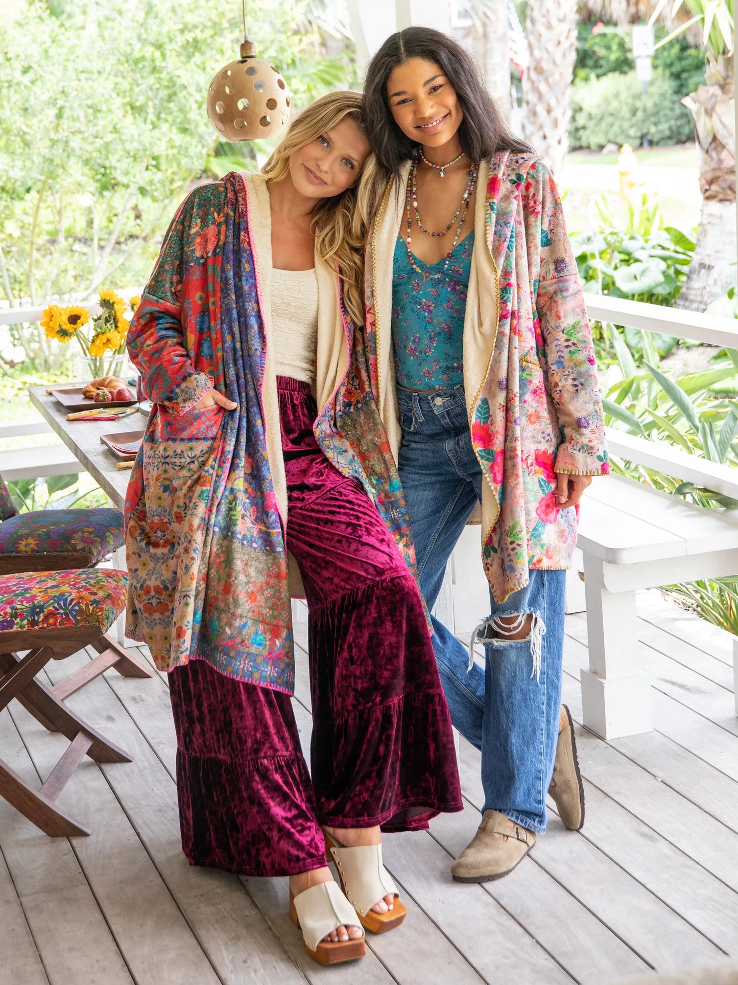 Long Cozy Blanket Kimono - Vintage Patchwork