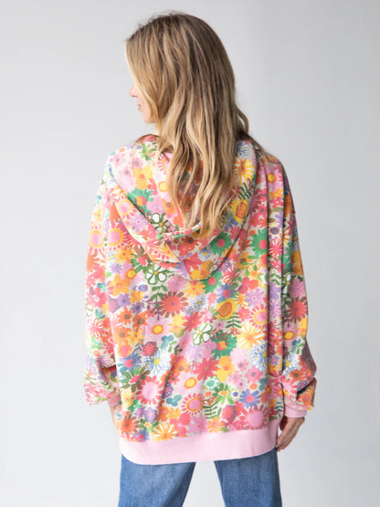 Oversized Printed Sweatshirt - Rainbow Floral
