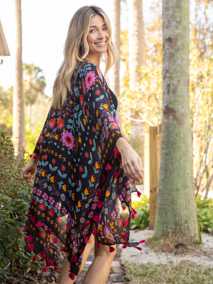 Soleil Tassel Kimono - Charcoal Mandala