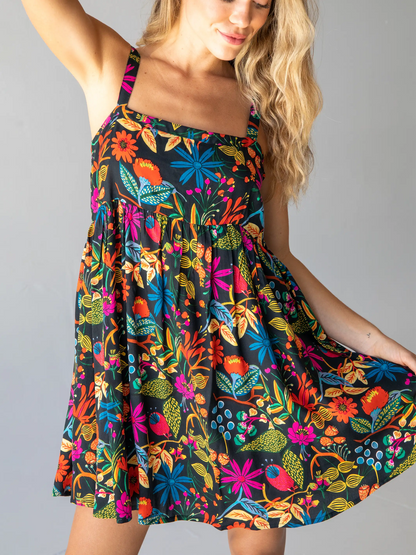 Patti Mini Dress - Black Neon Floral