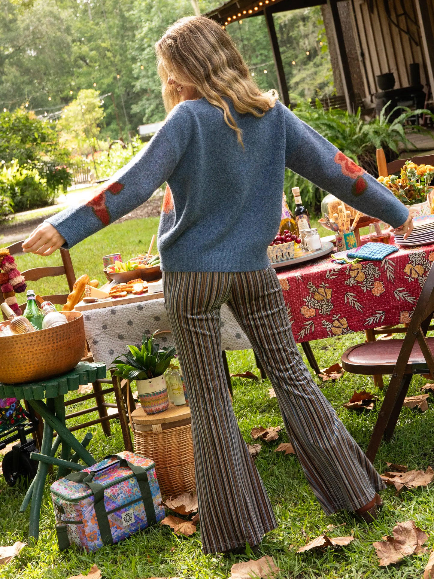 Rosie Jacquard Pullover Sweater - Denim Floral