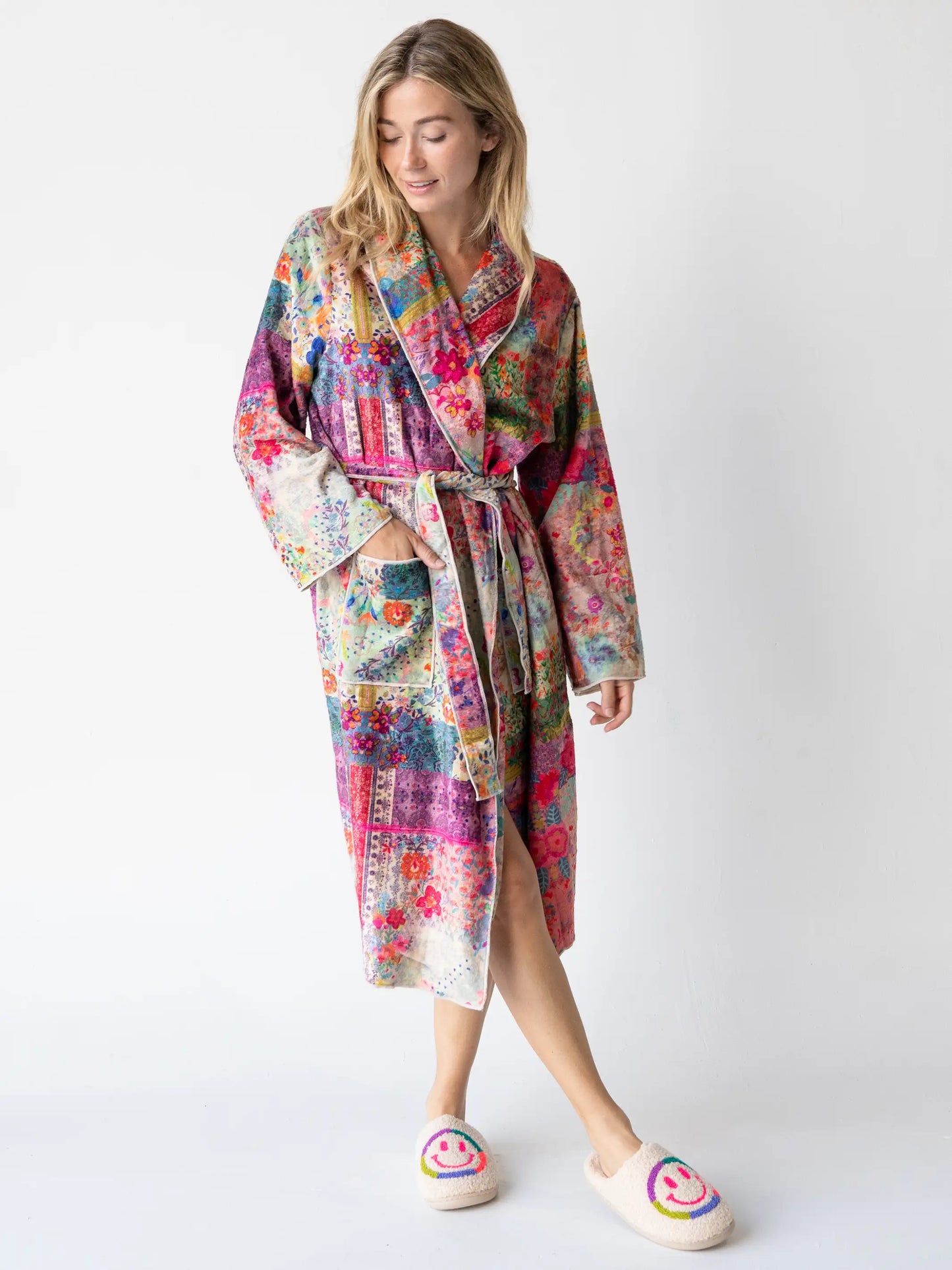 Cozy Blanket Midi Robe - Patchwork