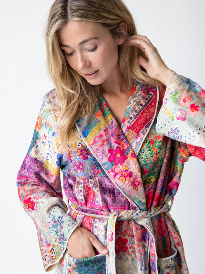 Cozy Blanket Midi Robe - Patchwork