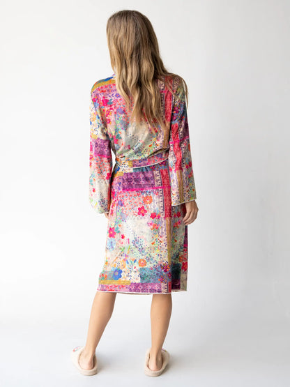 Cozy Blanket Midi Robe - Patchwork