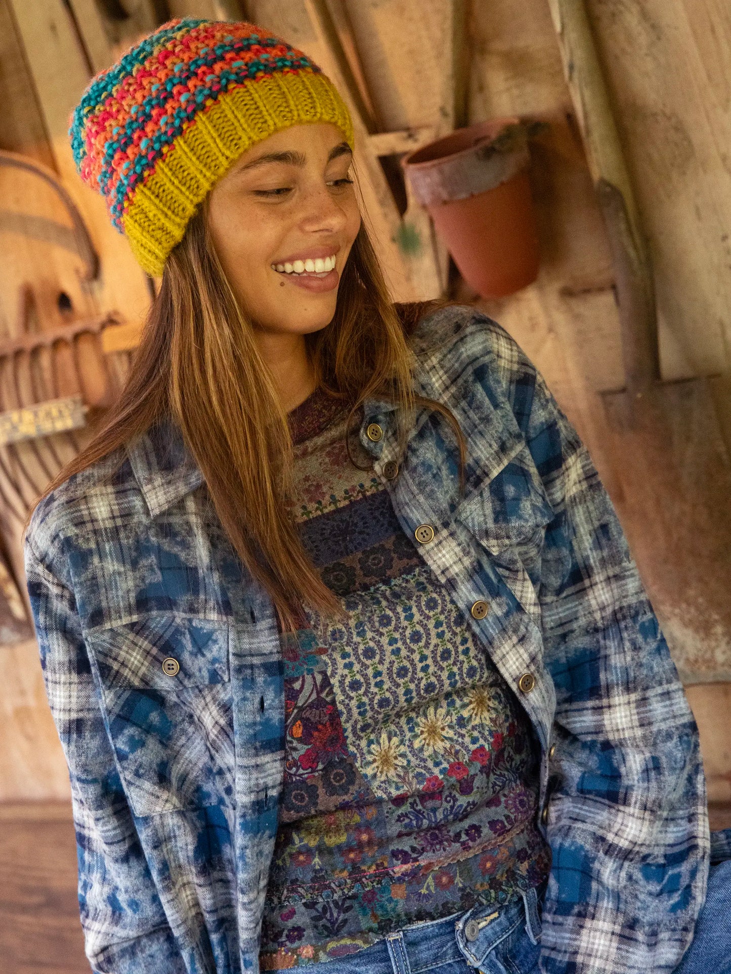 Elle Raglan Thermal Top - Mandala Borders Patchwork
