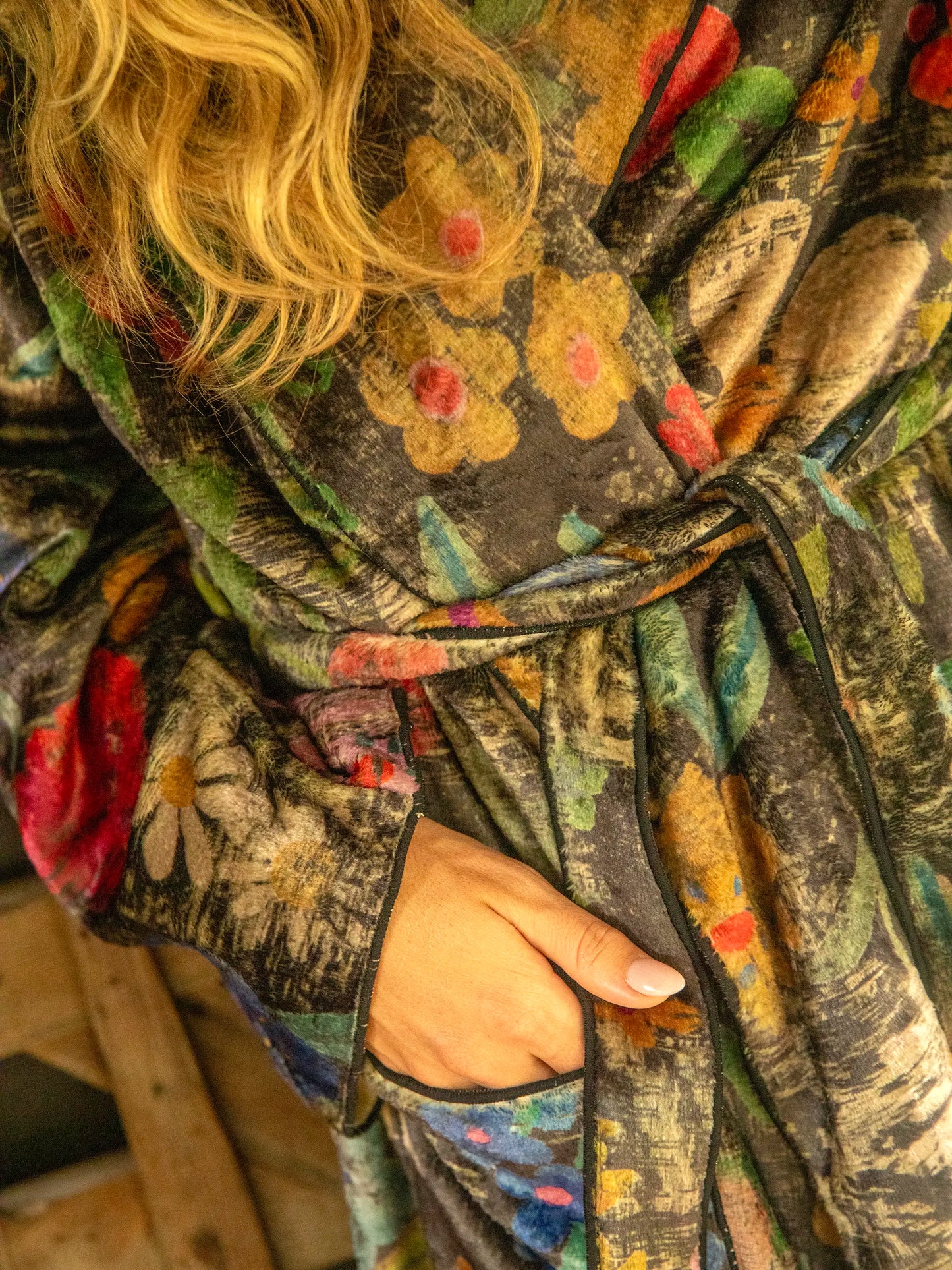 Cozy Blanket Midi Robe - Wildflowers