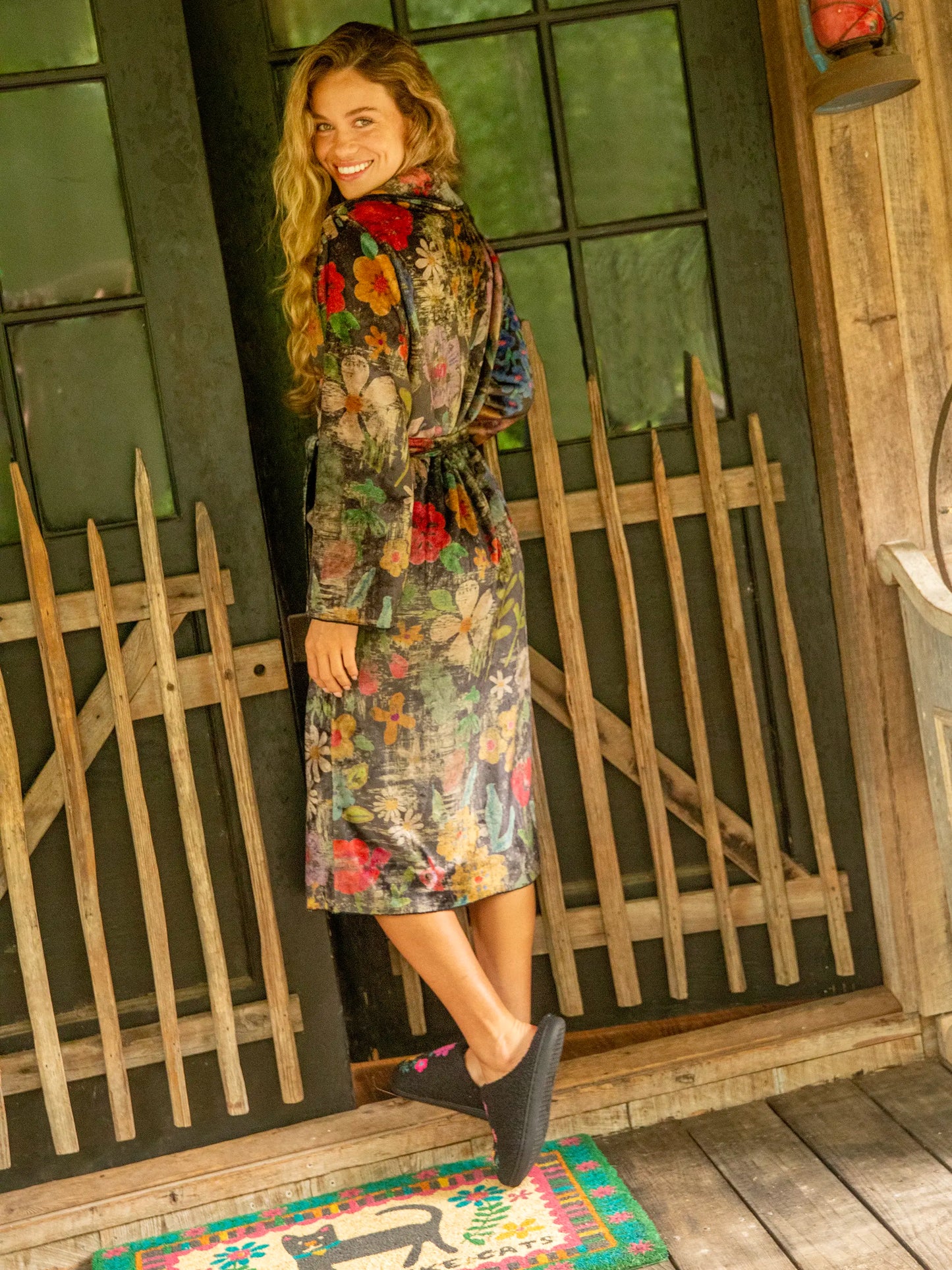 Cozy Blanket Midi Robe - Wildflowers