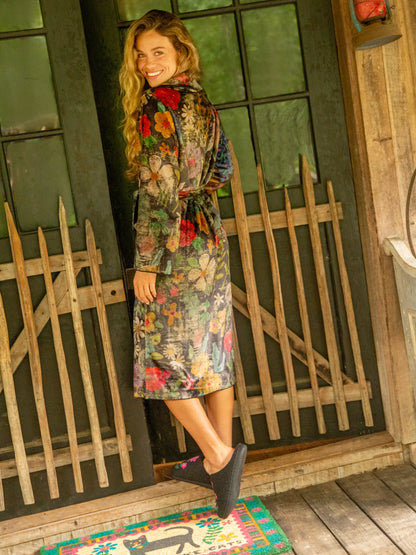 Cozy Blanket Midi Robe - Wildflowers