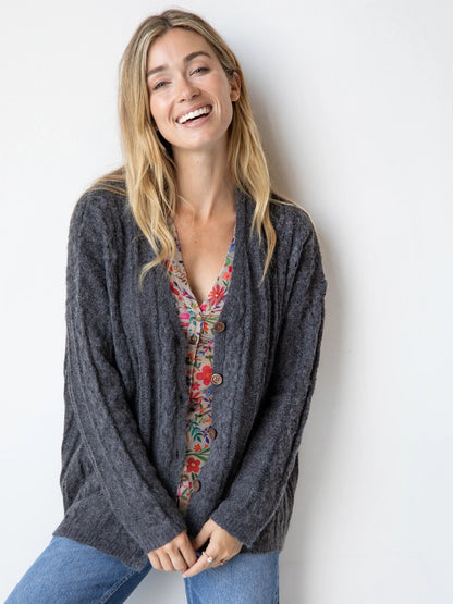 So Soft Grandpa Cardigan - Charcoal