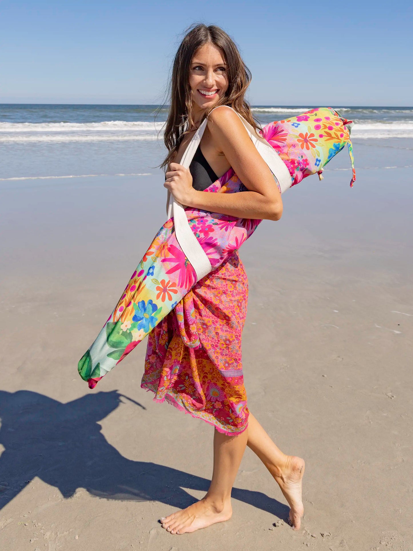 Beach Umbrella - Hot Pink Floral
