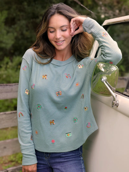Parker Embroidered Thermal Tee - Fave Things