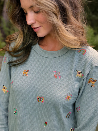 Parker Embroidered Thermal Tee - Fave Things