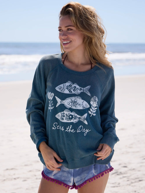 Old School Cotton Sweatshirt - Seas The Day