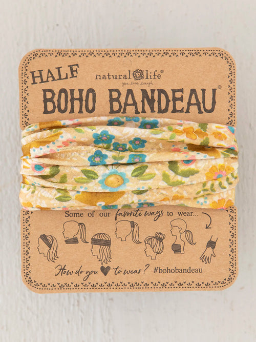 Half Boho Bandeau® Headband - Mandala Light Grey