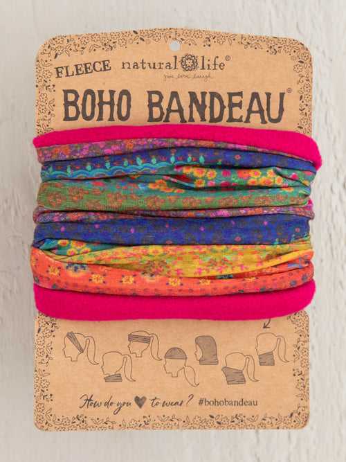 Fleece Boho Bandeau® Headband - Rainbow Border