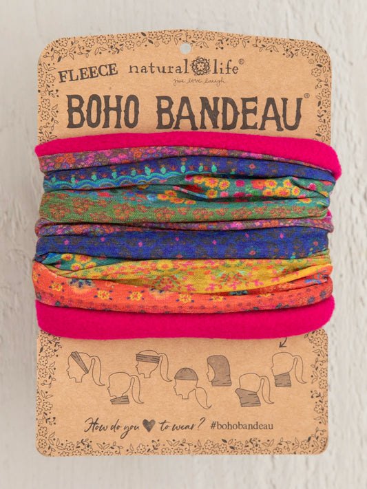 Fleece Boho Bandeau® Headband - Rainbow Border