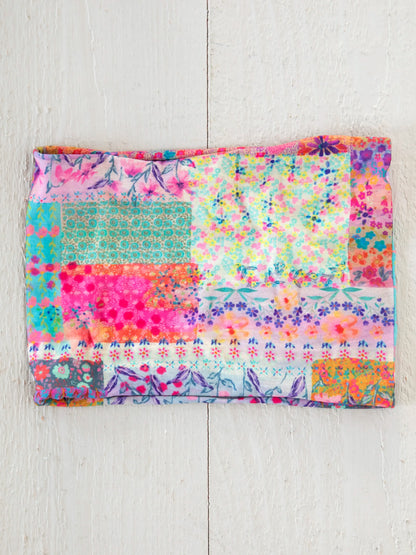 Half Boho Bandeau® Headband - Pink Watercolor Patchwork
