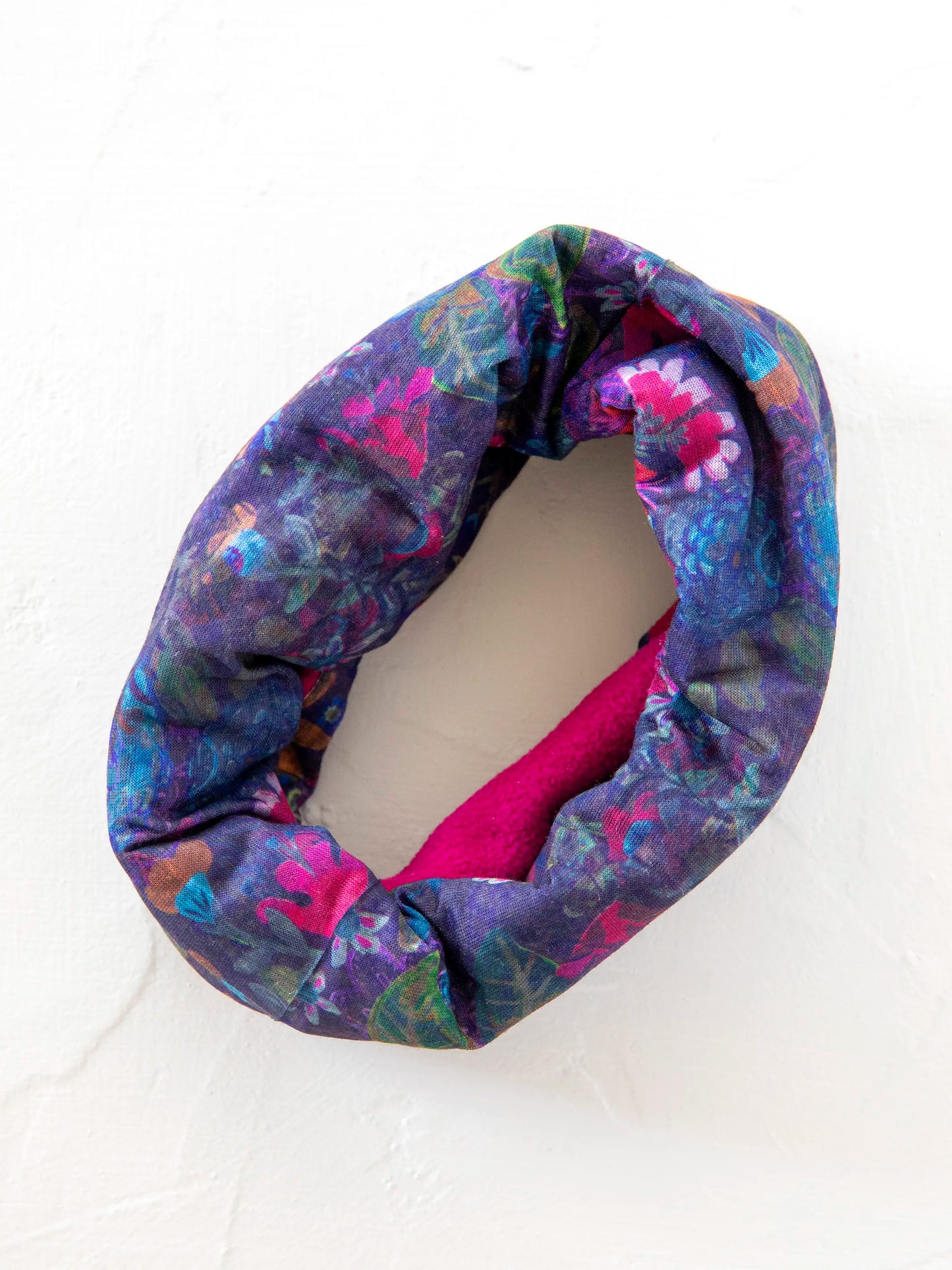 Fleece Boho Bandeau® Headband - Purple Dark Floral Garden