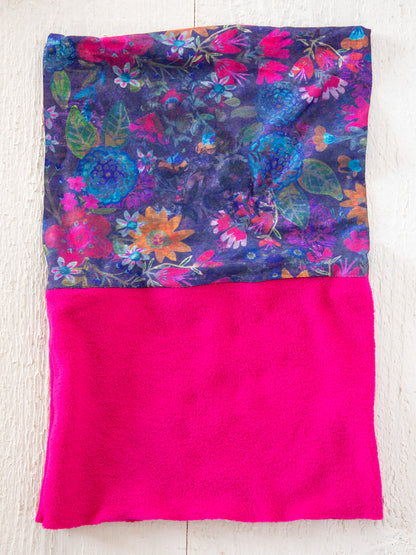 Fleece Boho Bandeau® Headband - Purple Dark Floral Garden
