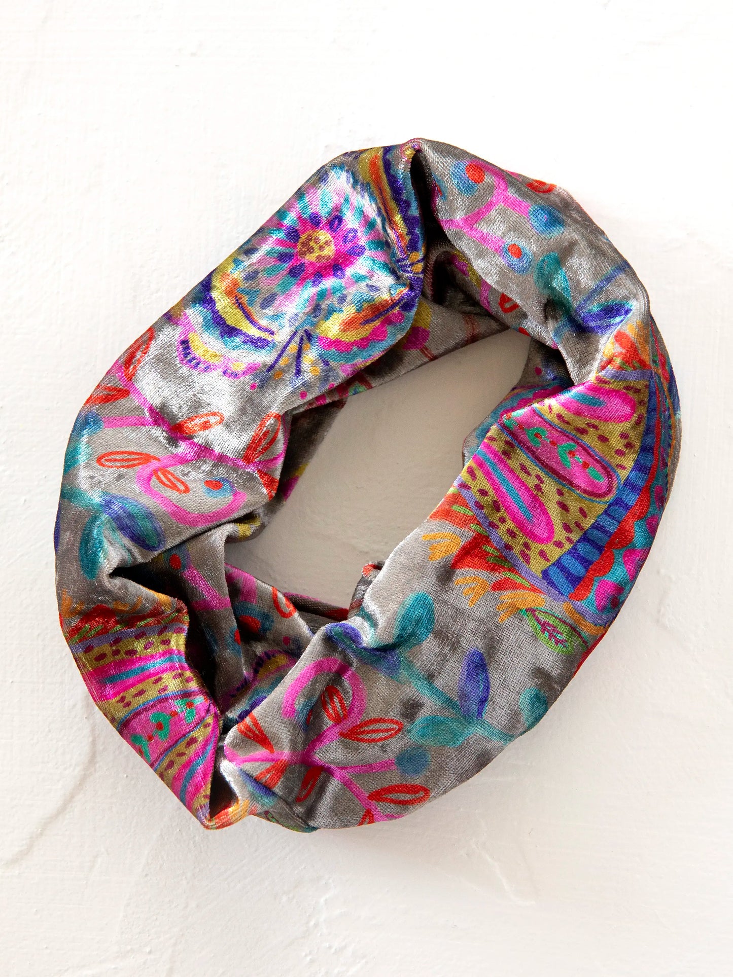 Velvet Boho Bandeau® Headband - Black Printed Folk Cream
