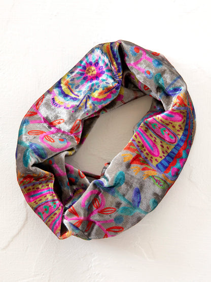 Velvet Boho Bandeau® Headband - Black Printed Folk Cream