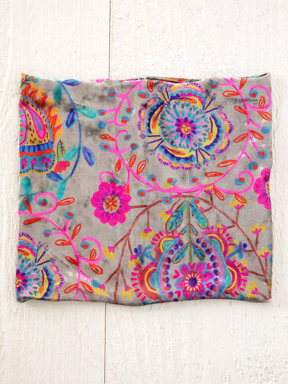 Velvet Boho Bandeau® Headband - Black Printed Folk Cream